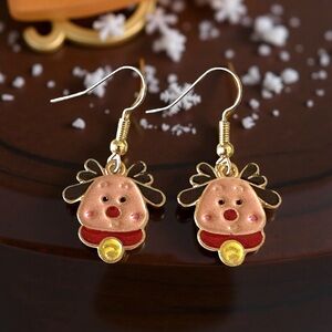 ⭐️ 5 for $25 Holiday Festive Christmas Reindeer Earrings Gold Tone